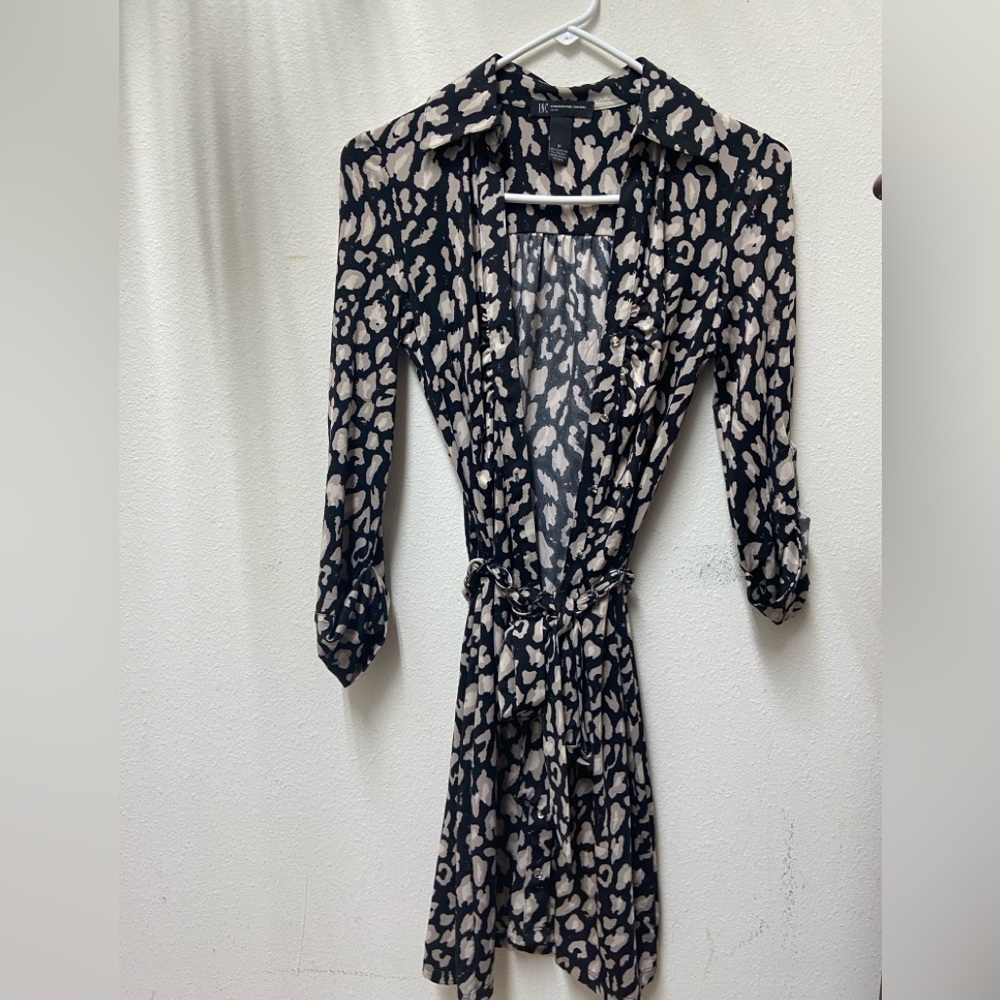 INC International Concepts Black and Cream Midi Dress